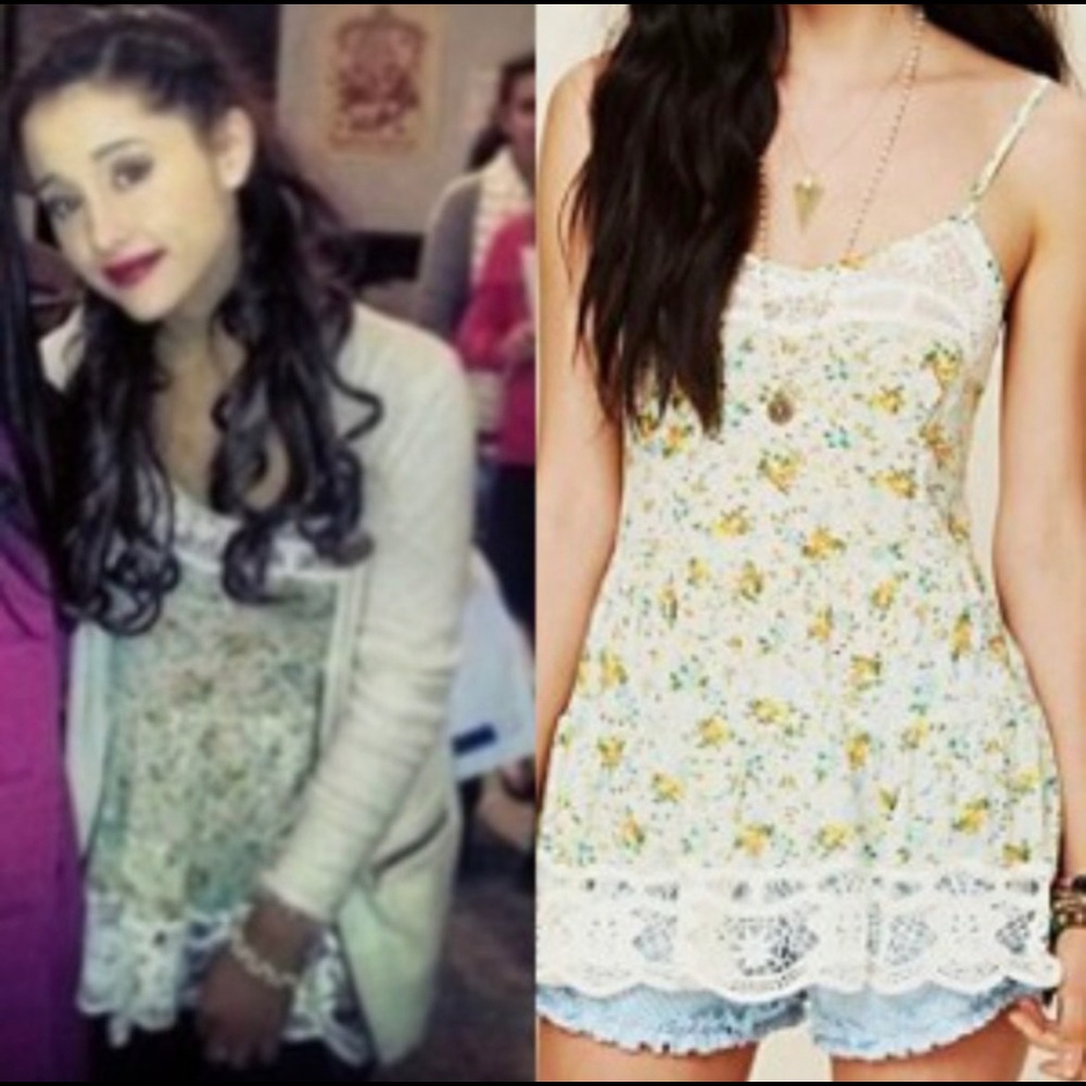 Free People Floral Lace Tank ASO Ariana Grande
